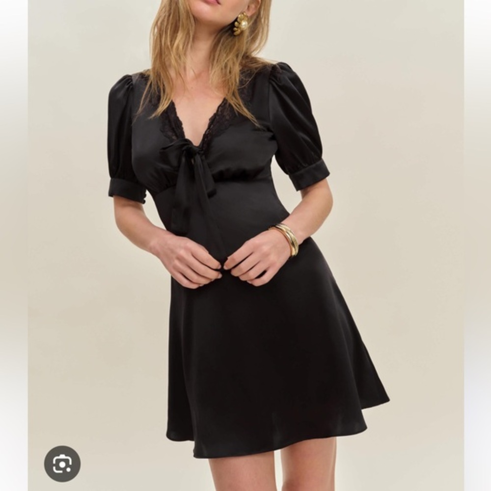🖤New Reformation Avin Silk Dress Black